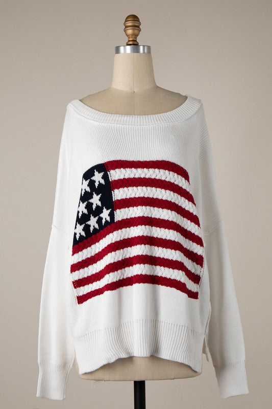 USA All The Way - American Flag Crochet Sweater