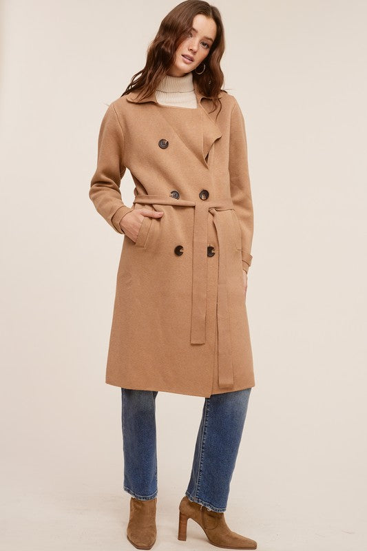Manhattan - Long Double Breasted Sweater Coat