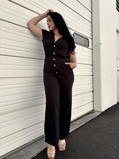 Out Of Sight - V-Neck Pocketed Jumpsuit
