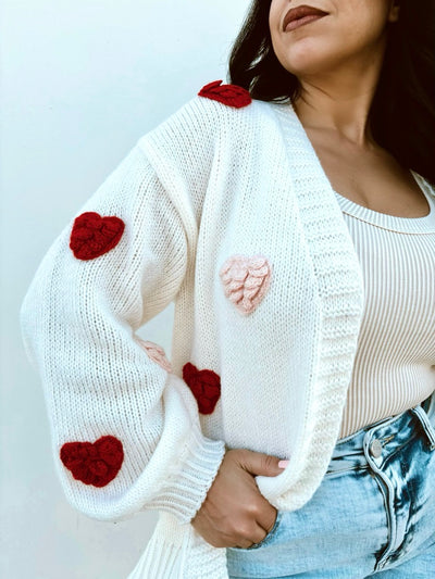 Patching Things Up - Knitted Heart Patch Cardigan