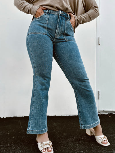 Easy To Admire - High Rise Front Pocket Jeans