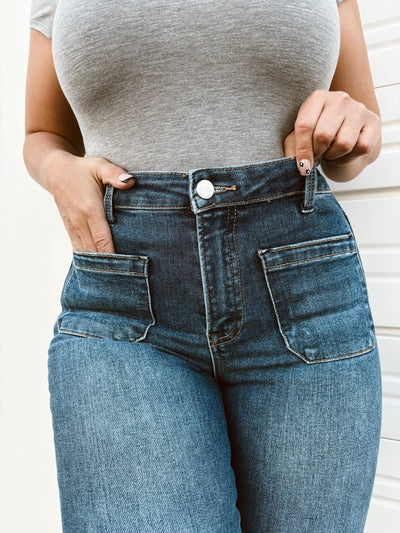 On The Outskirts - Front Patch Pocket Flare Jeans