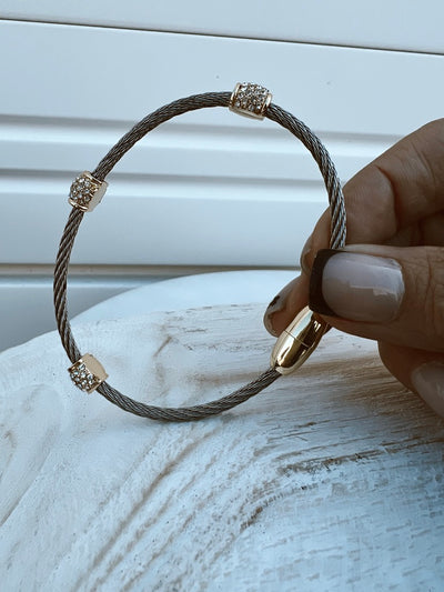 Offshore Accounts - Pave Crystal Hoops Wire Bracelet