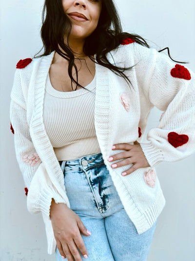 Patching Things Up - Knitted Heart Patch Cardigan