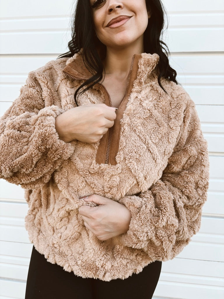 The Snuggle Is Real - Fuzzy Fleece Pullover Sweater