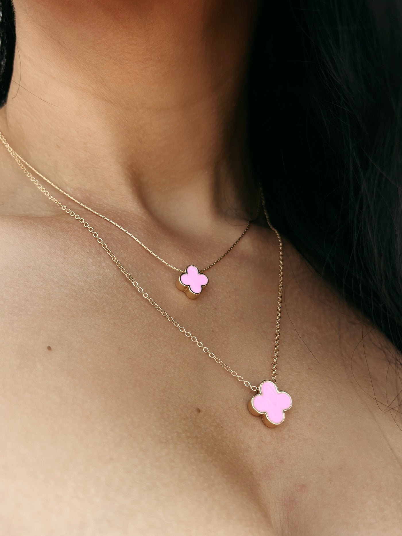 Lucky Girl - Layered Clover Pendent Necklace