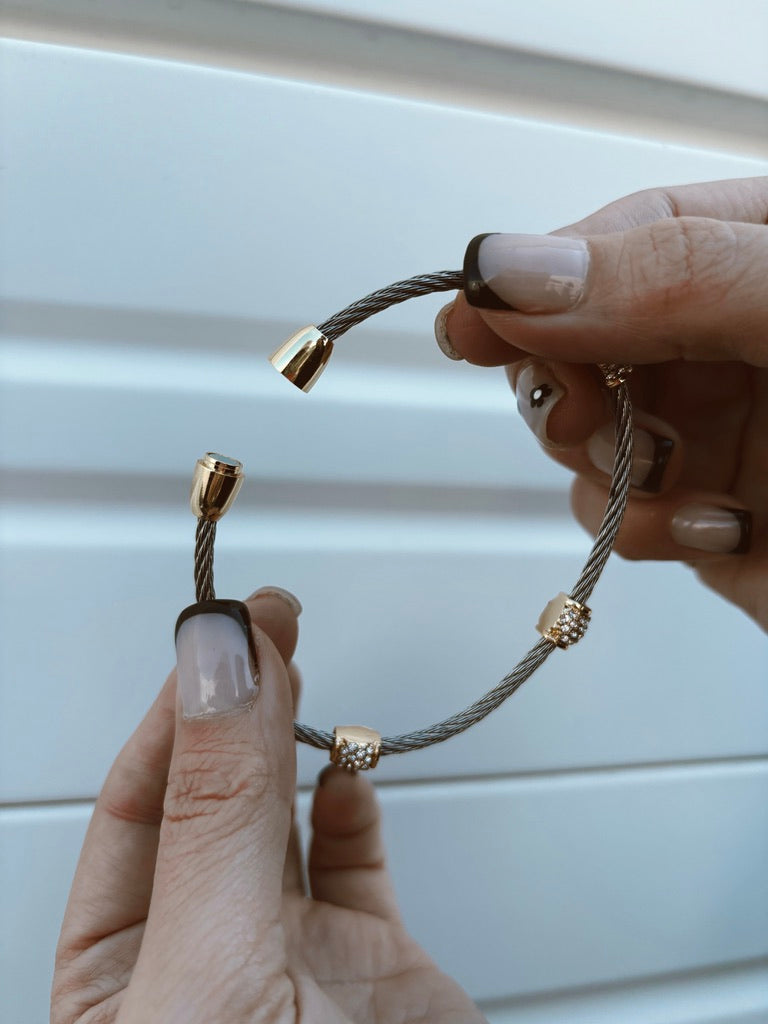 Offshore Accounts - Pave Crystal Hoops Wire Bracelet
