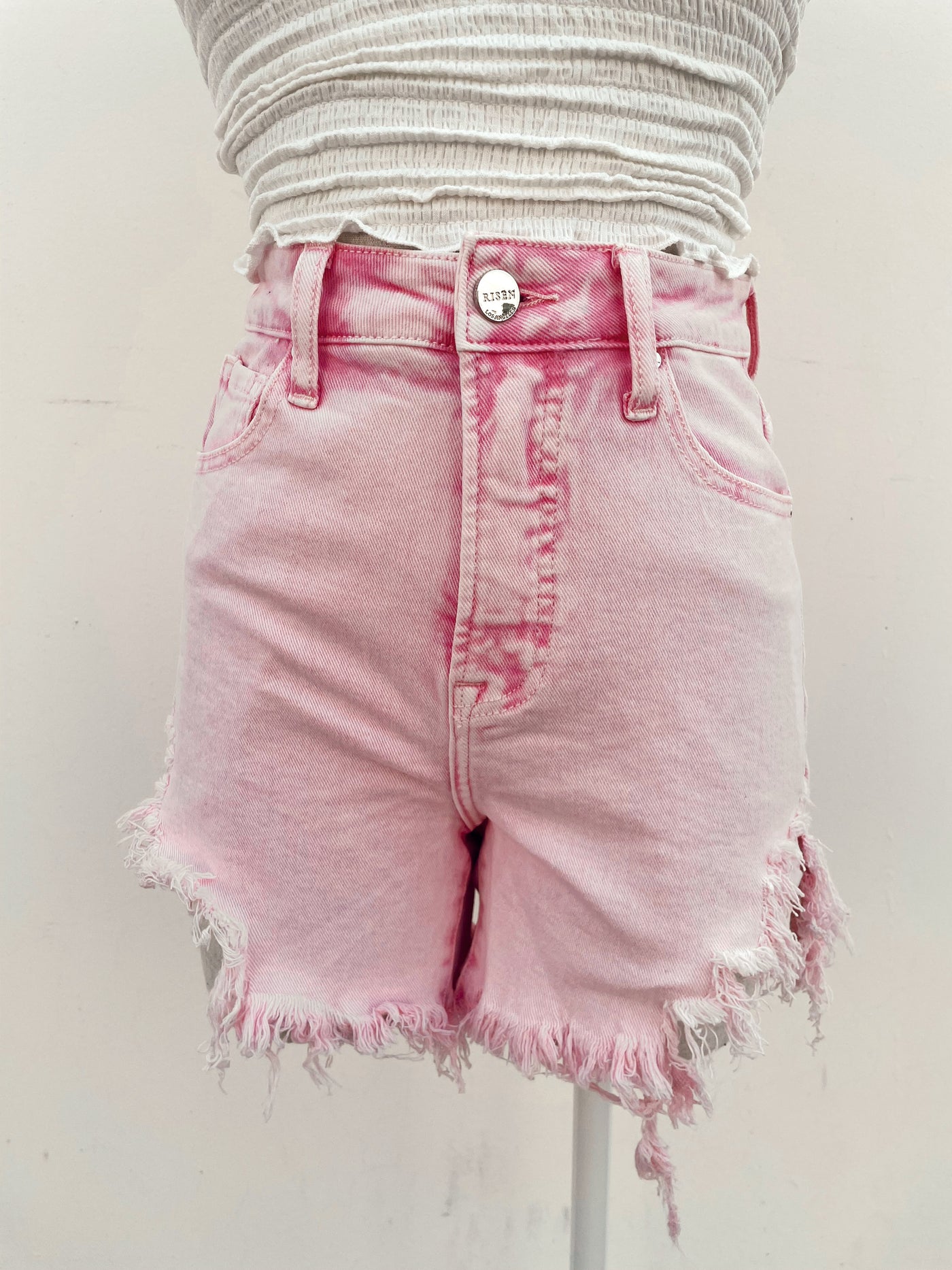 Pink Friday - Acid Pink Destressed Shorts