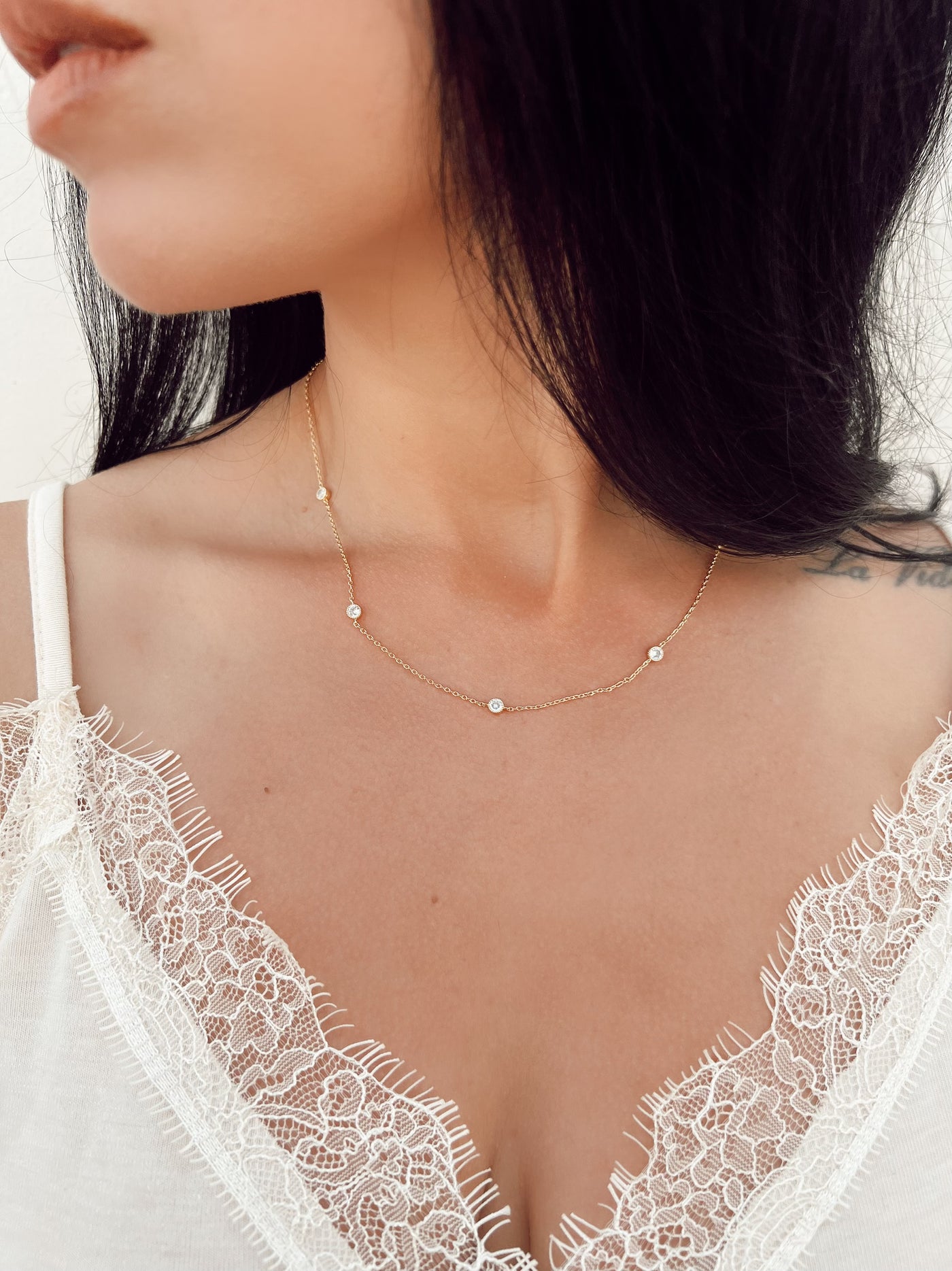 Special Touch - Pave Dainty Satellite Necklace