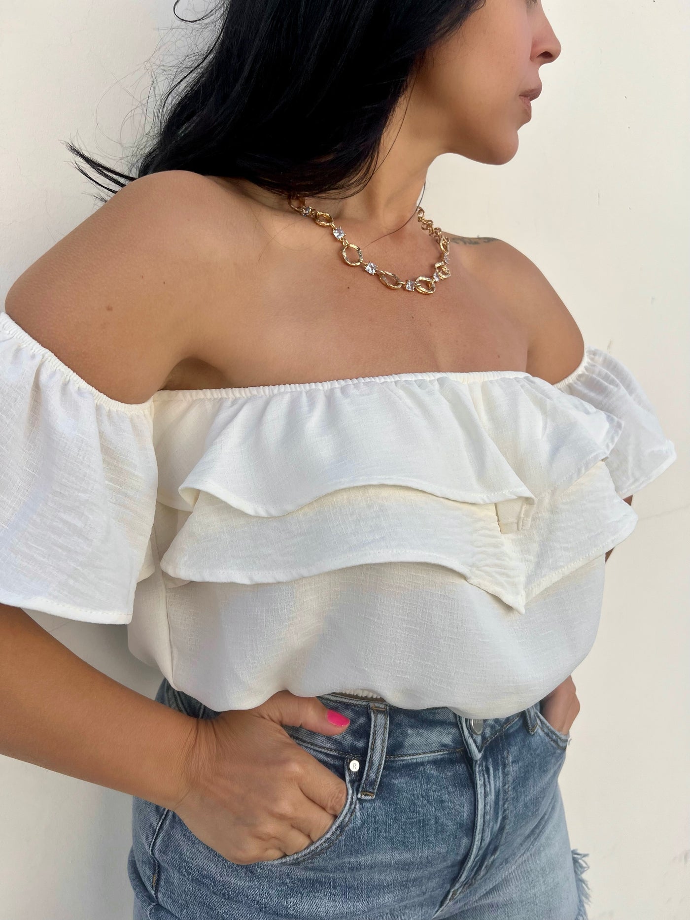 Steal Your Shine - Off Shoulder Ruffle Top