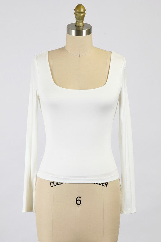 Great Match - L/S Double Layered Square Neck Top