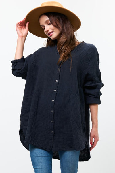 Fall Frenzy - Button Down Crinkled Top