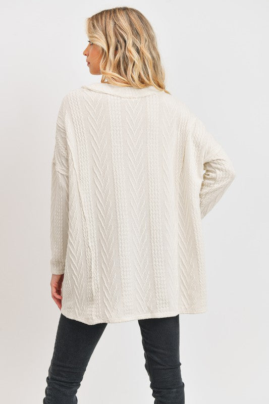 Snow Bunny - L/S Cable Knit Cardigan