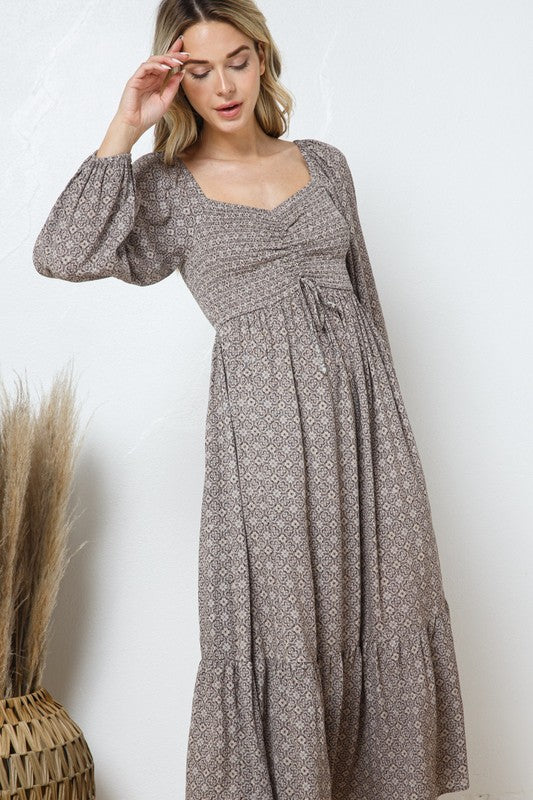 Simple Beauty - L/S Smocked Maxi Dress