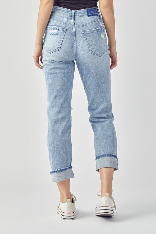 Wow's The Crowd - High Rise Distressed Boyfriend Jeans
