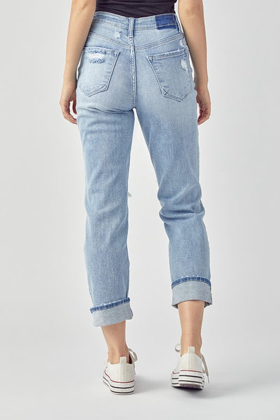 Wow's The Crowd - High Rise Distressed Boyfriend Jeans