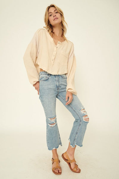Cafe Casual - Raw Edge Crinkled Top