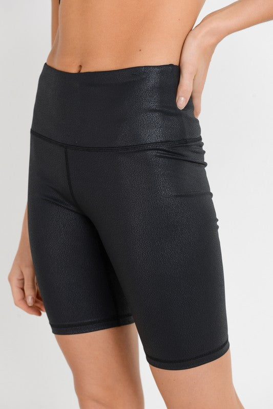 No Stopping Me - Foil High Waisted Biker Shorts