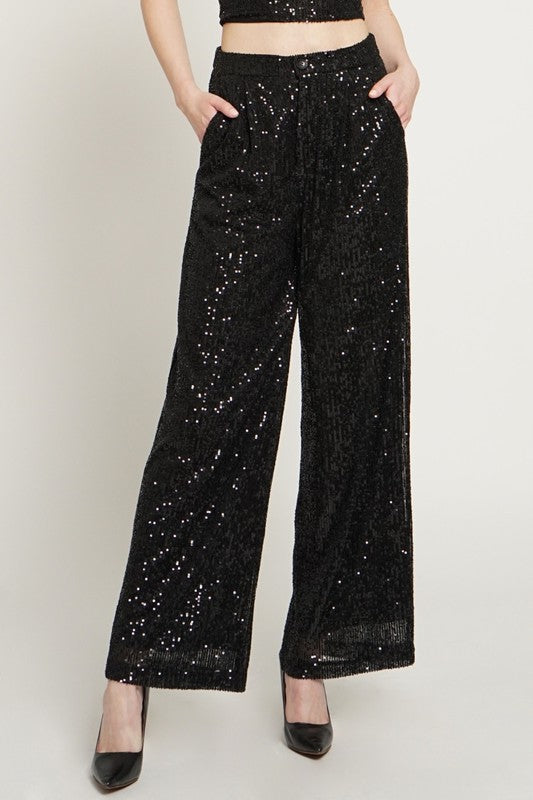 Born To Party - Sequin Full Pleated Pants