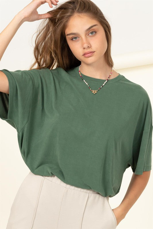 Committed To Casual - Oversized Short Sleeve Top