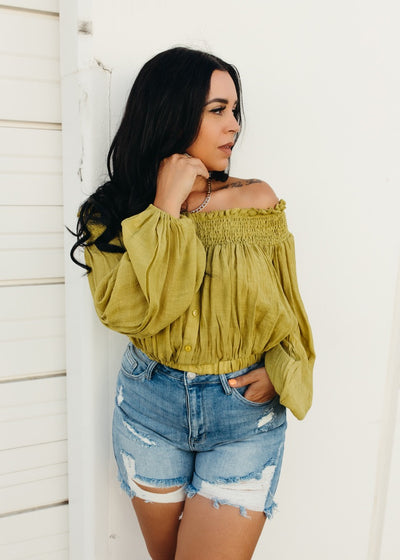 Cruising The Coast - Off The Shoulder Top
