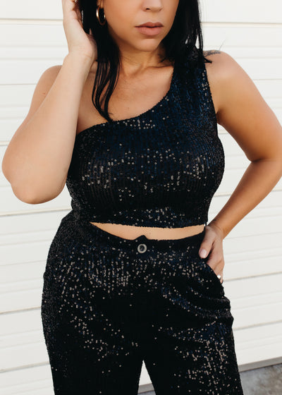Born To Party - One Shoulder Sequin Top