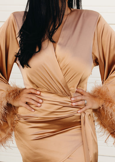 Glamorous Life - Faux Fur Sleeve Mini Dress
